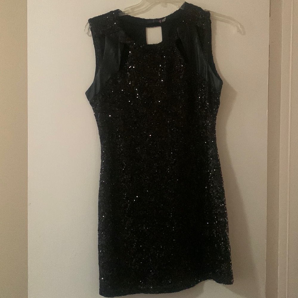 Mini Black Sequins Dress